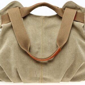 Women Canvas Leather Hobo Bag Large Capacity Shoulder Tote Everyday Purse
